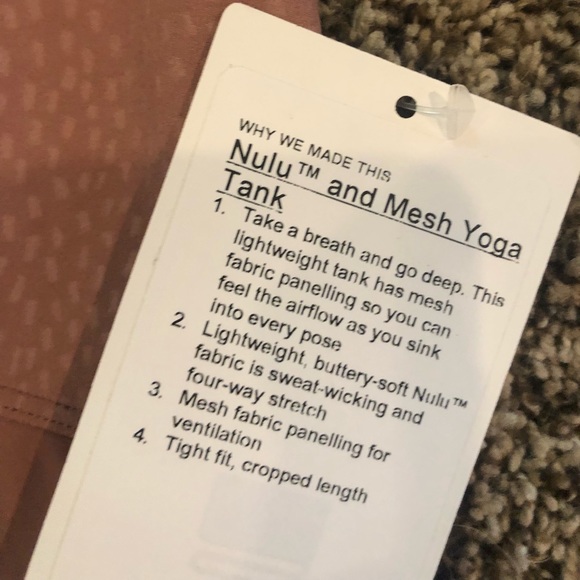 Lululemon Nulu and Mesh Yoga Tank Top
Jewel Emboss Spiced Chai NWT - Picture 8 of 12